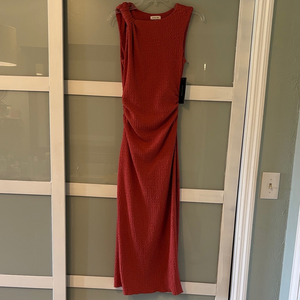 Rusty Red Textured Maxi Dress